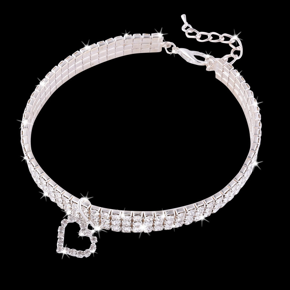 Heart-Shaped Rhinestone Collar