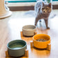 Ceramic Raised Cat Bowl With Wood Stand